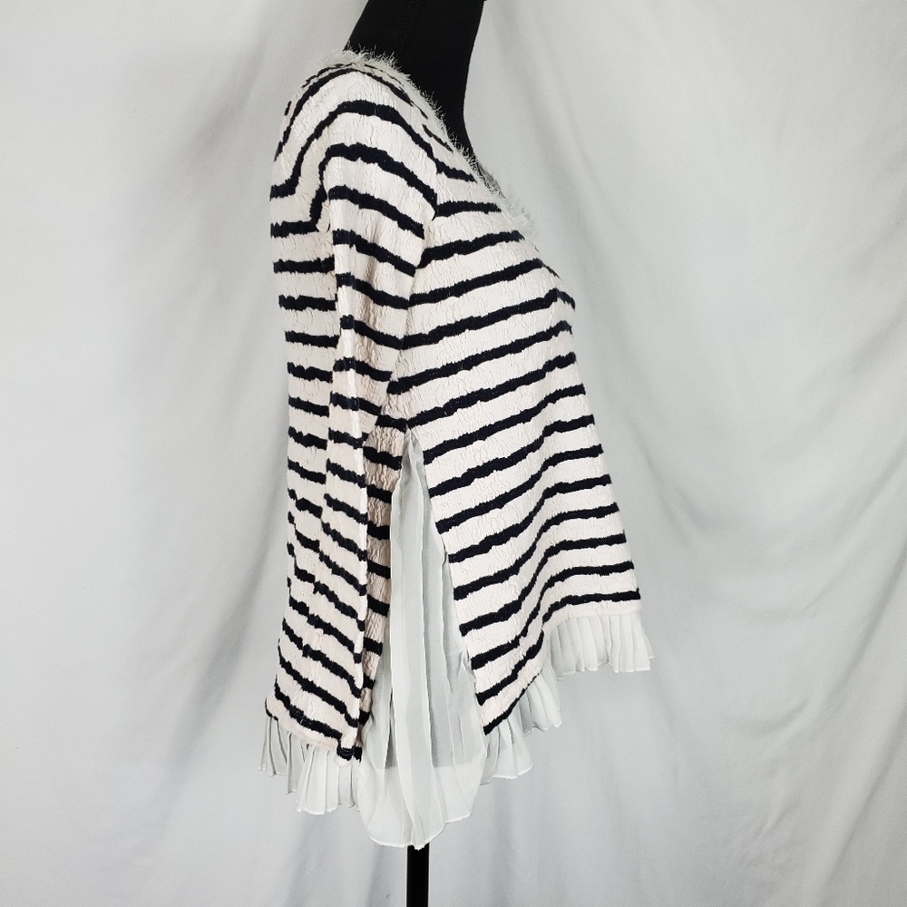 Anthropologie Postmark Striped Ruffle Flowy Top Size XS